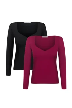 More'moi 2-Pack Bluzka Amore Black and Burgundy