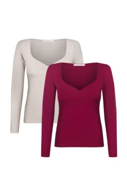 More'moi 2-Pack Bluzka Amore Oat and Burgundy