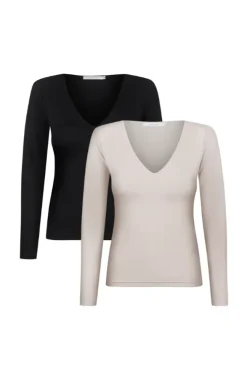 More'moi 2-Pack Bluzka Loulou Oat and Black