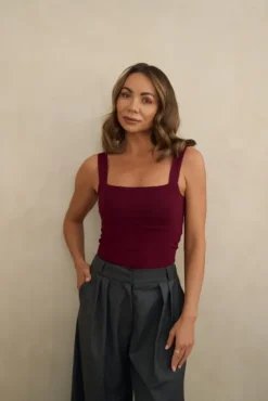 More'moi Top Caro Burgundy